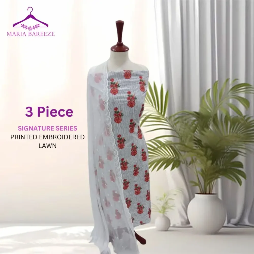 3 PICE LAWN EMBROIDERED DRESS SHFOON DOPEETA