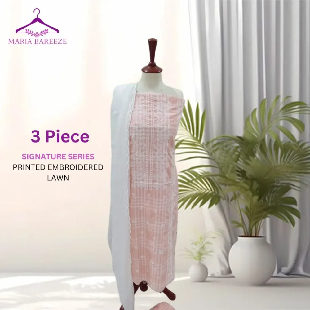 3 PICE LAWN EMBROIDERED DRESS SHFOON DOPEETA